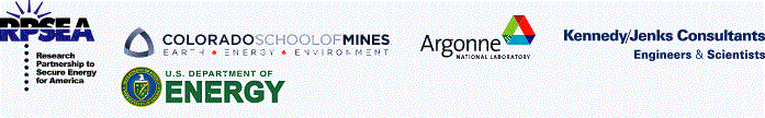 Logos: Research Partnership to Secure Energy for America (RPSEA), Colorado School of Mines (Earth, Energy, Environment), Argonne National Laboratory, Kennedy/Jenks Consultants (Engineers and Scientists)